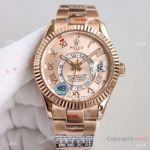 Grade A Swiss 9001 Rolex Sky-Dweller 42 mm Rose Gold Roman Copy Watches